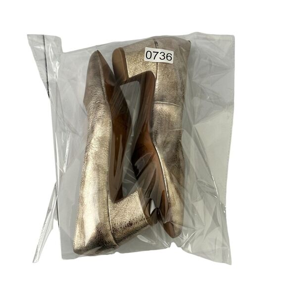 Linea Paolo Pump 10M Silver Metallic Leather Pointed Toe Block High Heels Crack - Picture 11 of 11